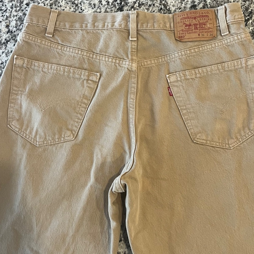 Vintage Levis 550 Relaxed Fit Jeans Mens 36x34 Khaki 100% Cotton Y2K - Picture 3 of 14